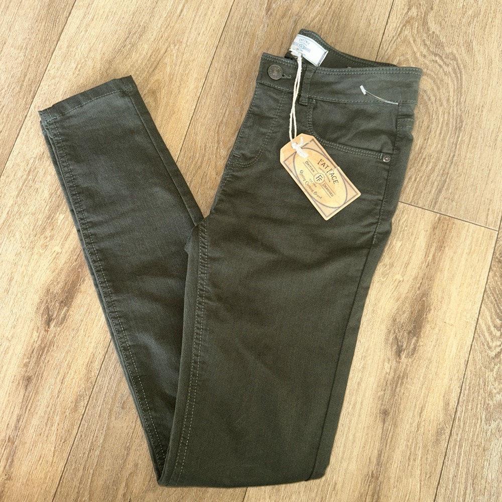 Fat Face‎ British Designed Women's Skinny 5 Pocket Jegging 2R Green NEW